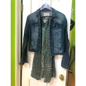 BUNDLE SET Denim Jacket and TWO Sundresses Small/Medium (THREE ITEMS TOTAL)